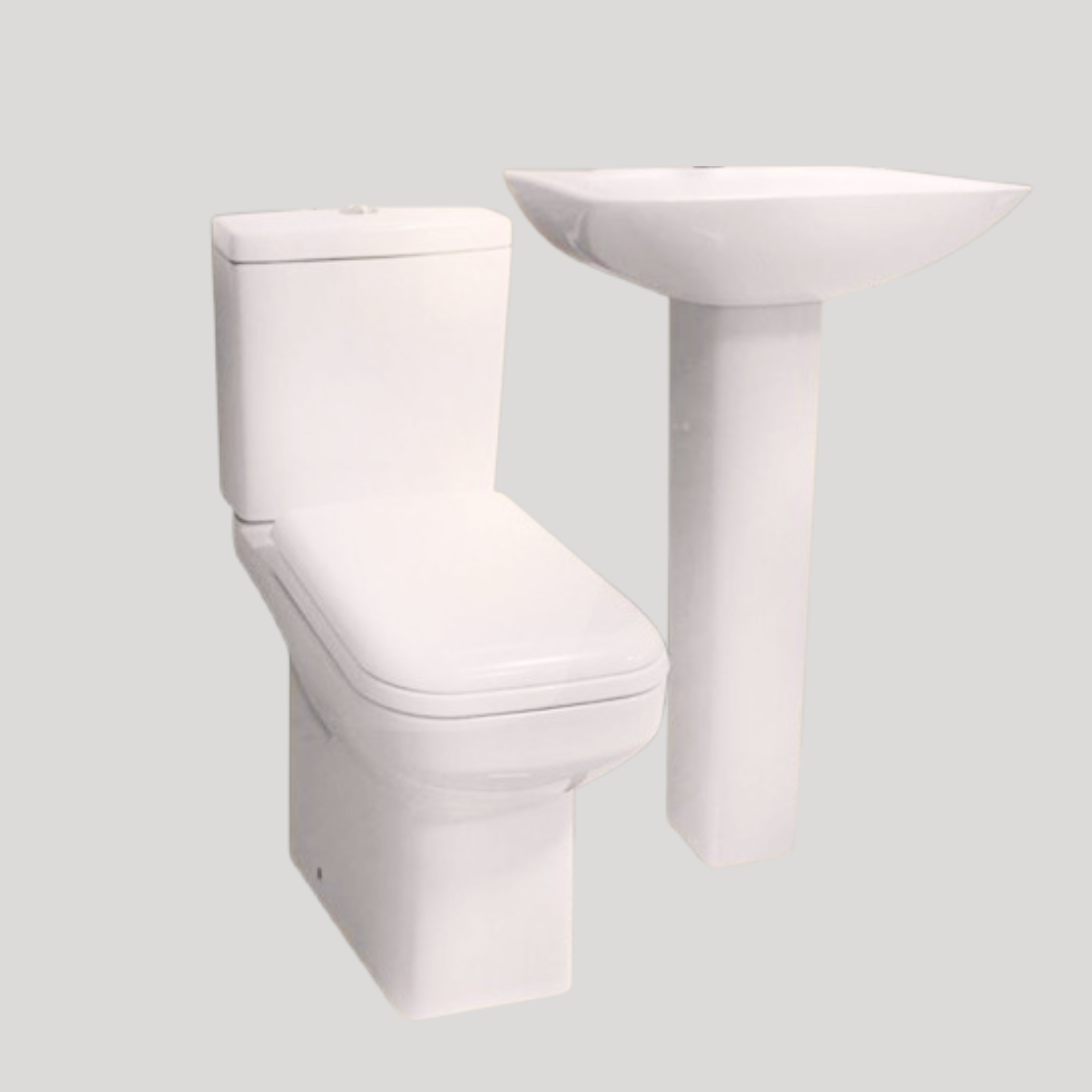 Modern White Milano W/C Toilet & Full Pedestal Basin Set - Bathroom Suite Combo