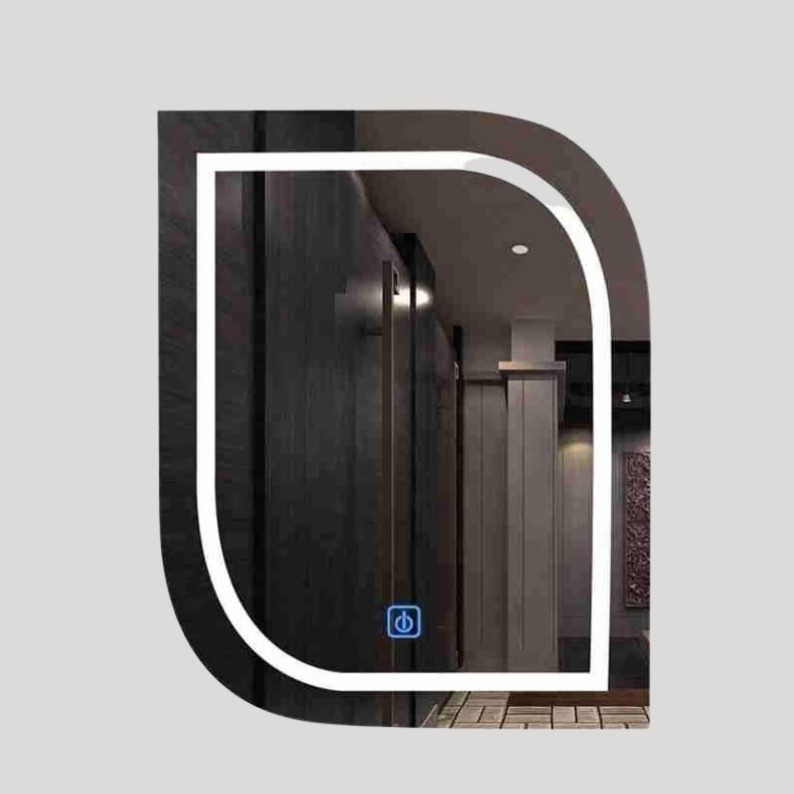 Designer LED Bathroom Mirror - Unique Leaf Shape with 3 colored lights