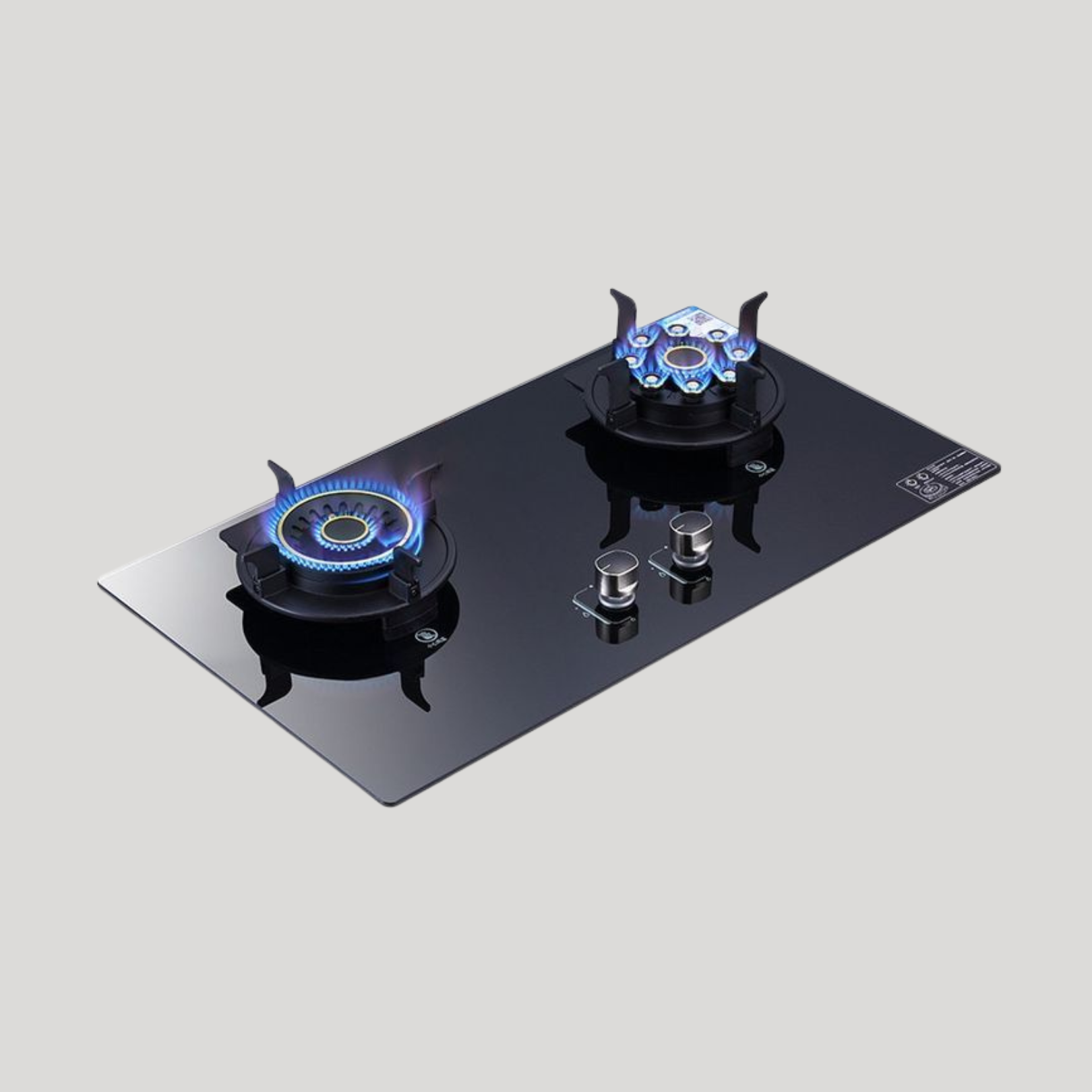 Modern 2-Burner Black Glass Gas Cooktop with High-Efficiency Burners