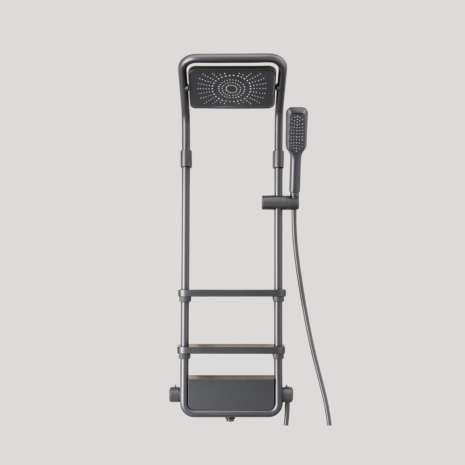 Modern Shower Panel System with Rainfall & Handheld Shower and Integrated Shelves