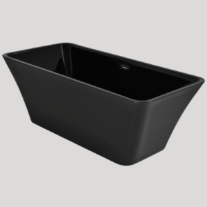 Modern Matte Black Rectangular Freestanding Bathtub - Deep Soaking