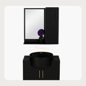 BRISTAN Black Ensuite Cabinet with Mirror and shelf box