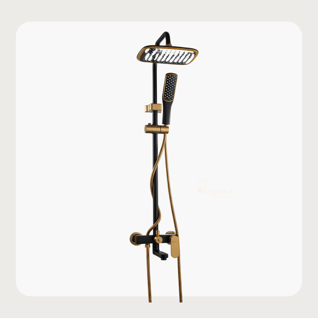 Luxury Black & Gold BRIMIX Rain Shower Set